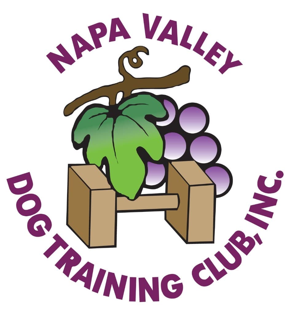 Napa Valley Dog Training Club logo with grapes and obedience dumbbell